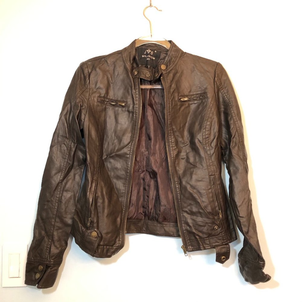 Beautiful Brown Faux Leather Jacket Small